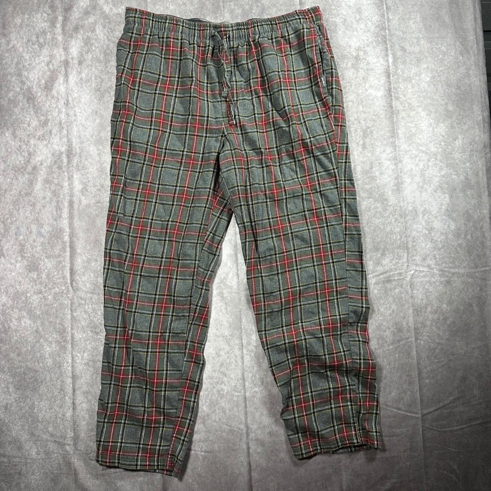 Eddie Bauer Mens Flannel Pajama Pants Bundle L 2 Pack Green Buffalo Gray Plaid